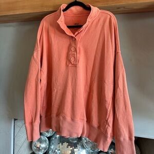 Aerie The Good Times Henley Sweatshirt Coral- Size Large